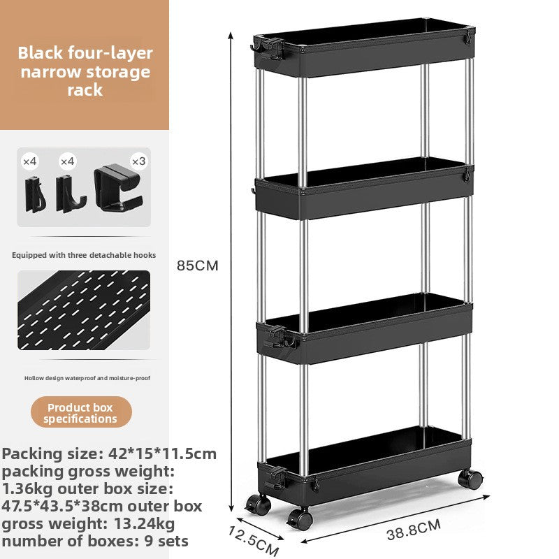 Multi-Layer Mobile Storage Trolley for Home Organization