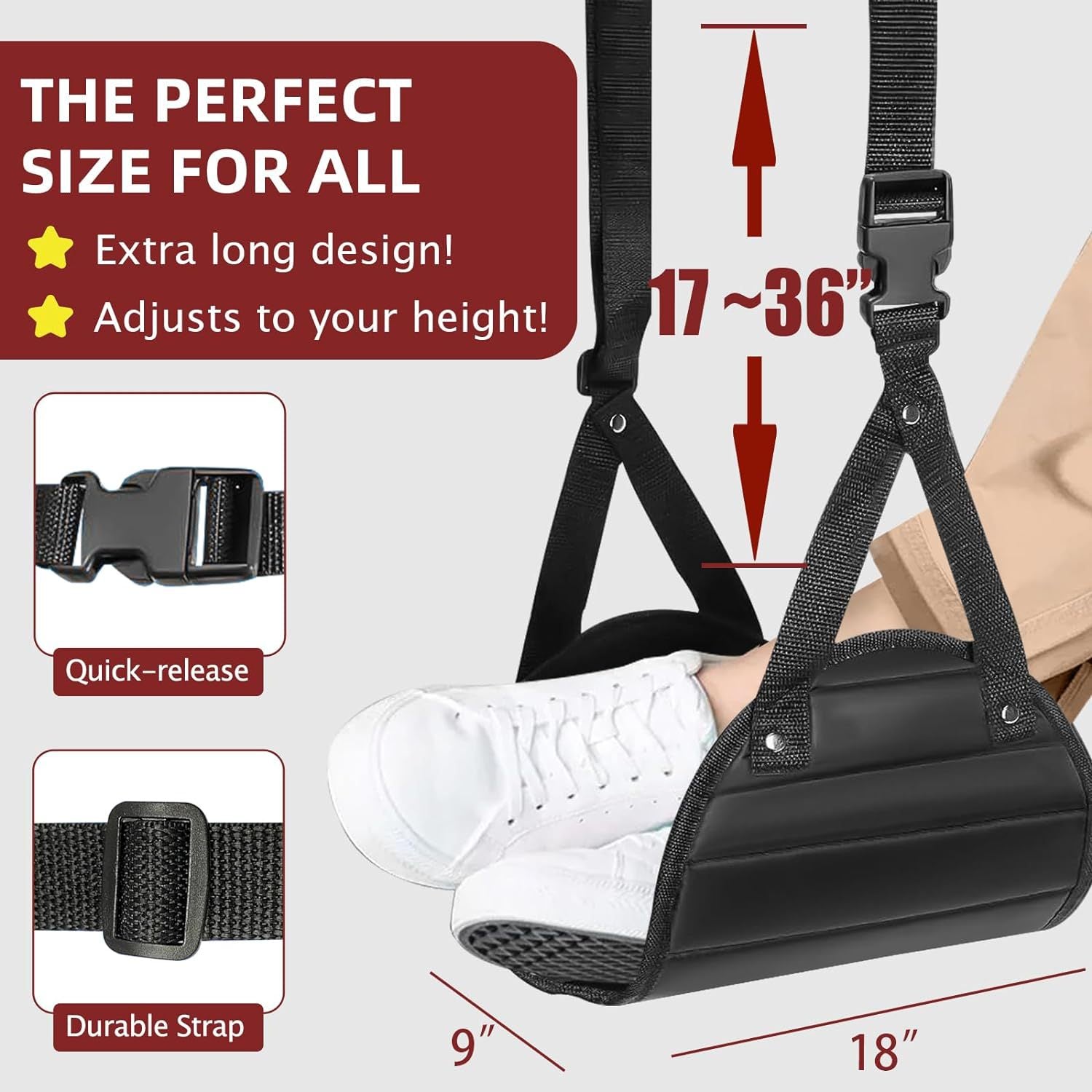 Air travel hammock ankle straps