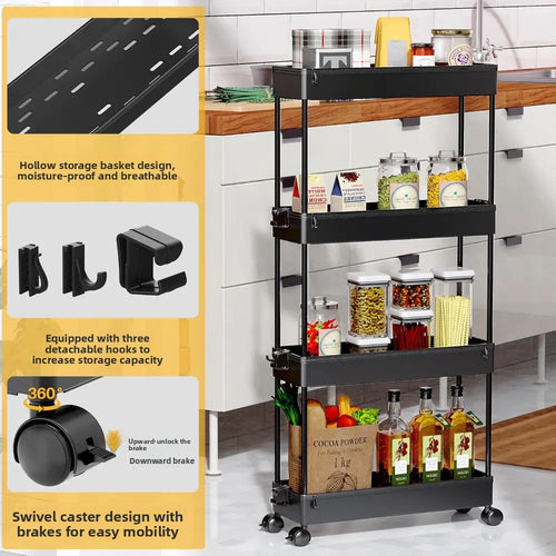 Multi-Layer Mobile Storage Trolley for Home Organization