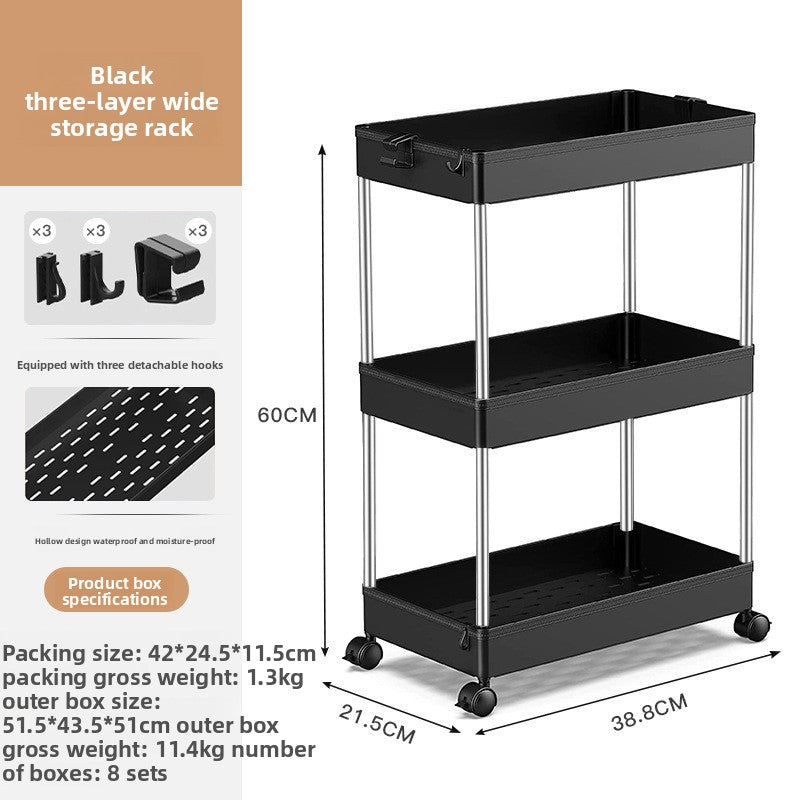 Multi-Layer Mobile Storage Trolley for Home Organization