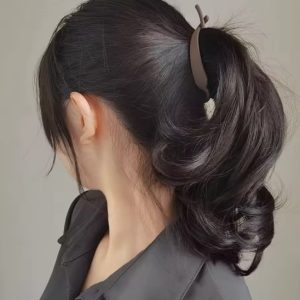 2pcs matte hair clamps, black & brown banana shaped clips, trendy hair accessories for women's chic updos
