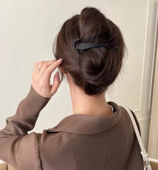 2pcs matte hair clamps, black & brown banana shaped clips, trendy hair accessories for women's chic updos 2pcs matte hair clamps, black & brown banana shaped clips, trendy hair accessories for women's chic updos